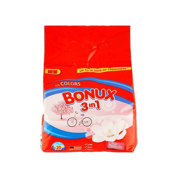 Prášok na pranie BONUX 3v1 Pure Magnólia 1,5 kg/20 PD na farebnú bielizeň