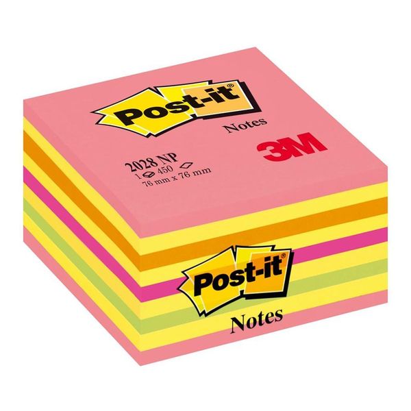 Samolepiaci bloček kocka Post-it 76 x 76 mm neónová ružová mix