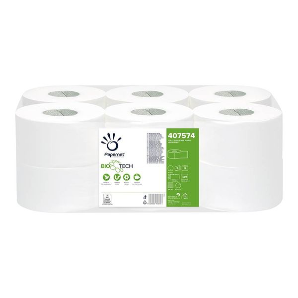 Toaletný papier 2vr Jumbo BIOTECH PAPERNET 19 cm, biela, celulóza