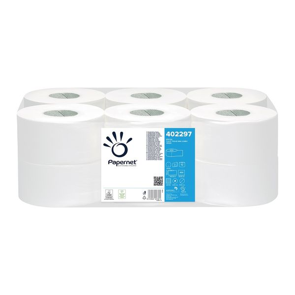 Toaletný papier 2vr Jumbo PAPERNET 19 cm, biela celulóza